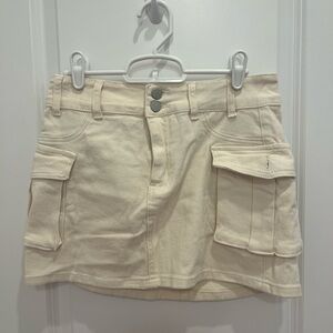 Cream Cargo Mini Skirt